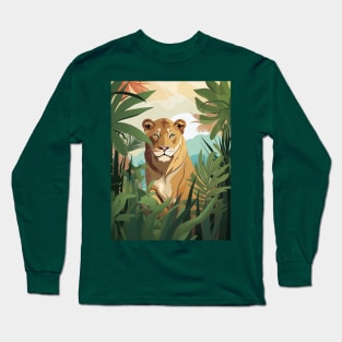 Female Lion In The Jungle Long Sleeve T-Shirt